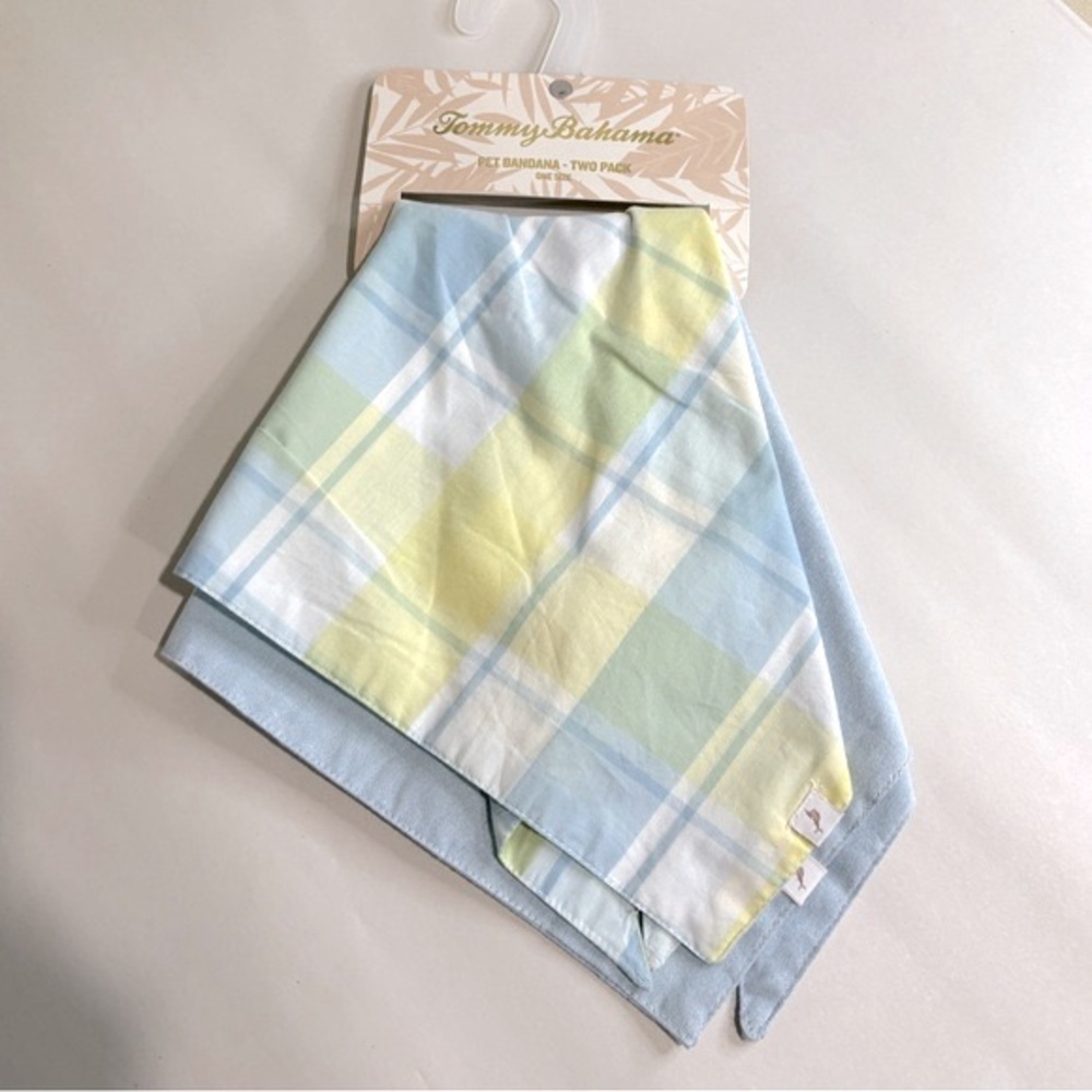 Tommy Bahama Plaid Pet Bandana Set of 2 NWT
